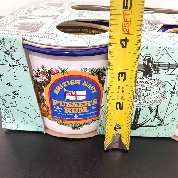 Vintage British Navy Pusser’s Rum Sailing Mugs Enamel Tin 4 Set New in Box Rare - Picture 8 of 12